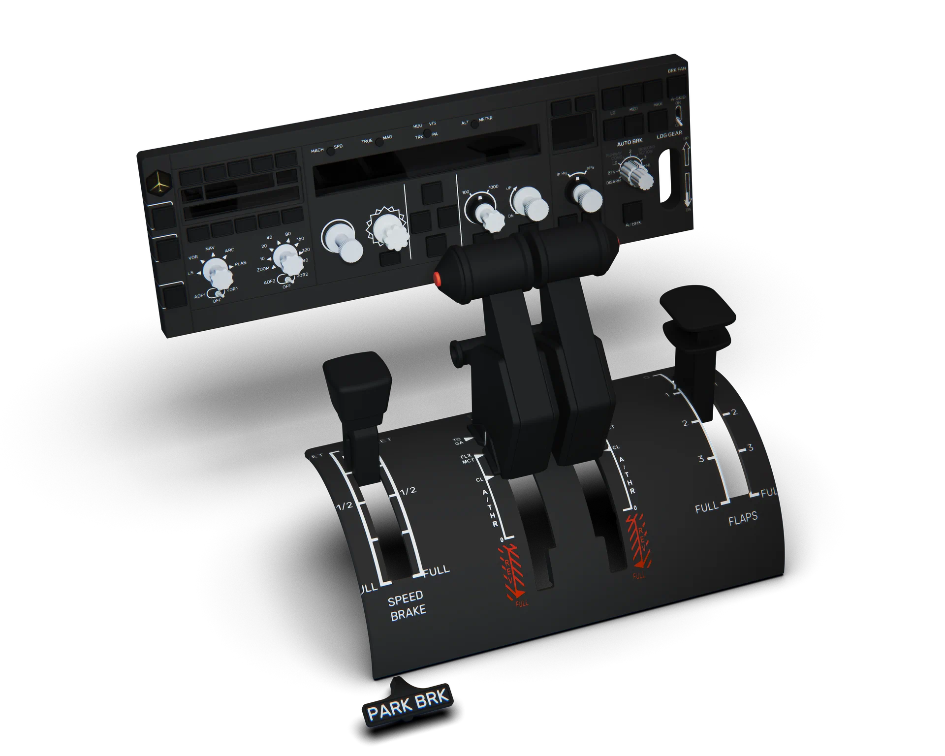 Dual engine kit for Airbus with faceplate, levers, and autopilot modules