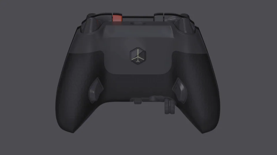 Rear view of the Handheld Flightdeck with shoulder controls and connection details
